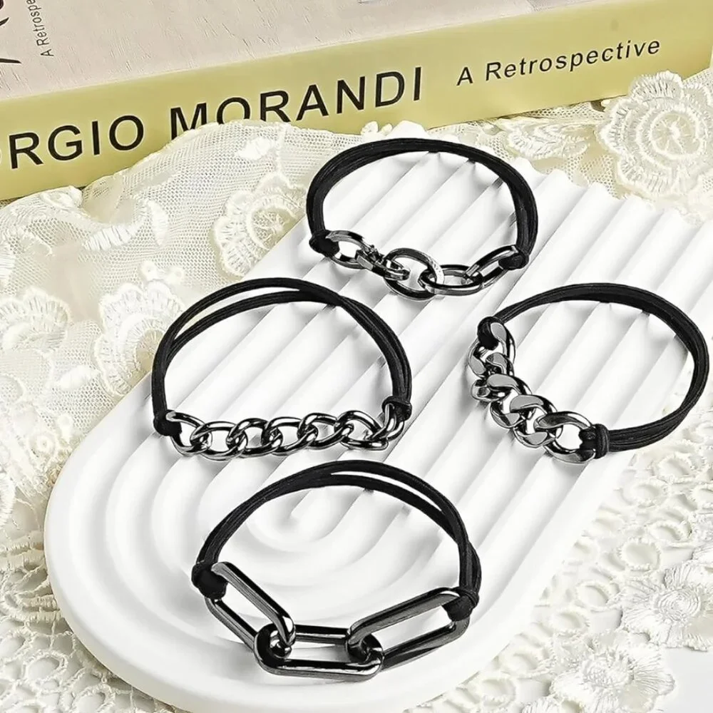 4-Pack Silver Tone Hair Ties